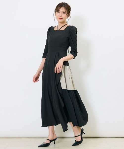 AND COUTURE(アンドクチュール)の「アシメラッフルティアードワンピース(ワンピース・レディース・ブラック/グリーン/ネイビー・FREE)」の4枚目の写真