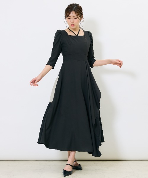 AND COUTURE(アンドクチュール)の「アシメラッフルティアードワンピース(ワンピース・レディース・ブラック/グリーン/ネイビー・FREE)」の5枚目の写真