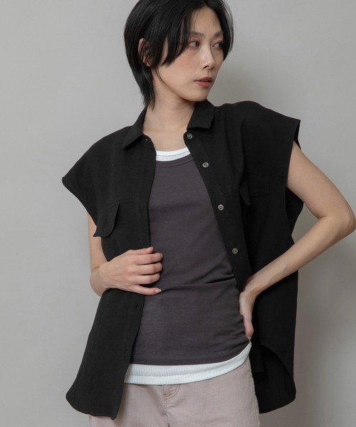 Munich（ミューニック）の「シアーリブツインセットタンクトップ（タンクトップ・レディース・ホワイト/ダークグレー/オレンジ・FREE）」の19枚目の写真