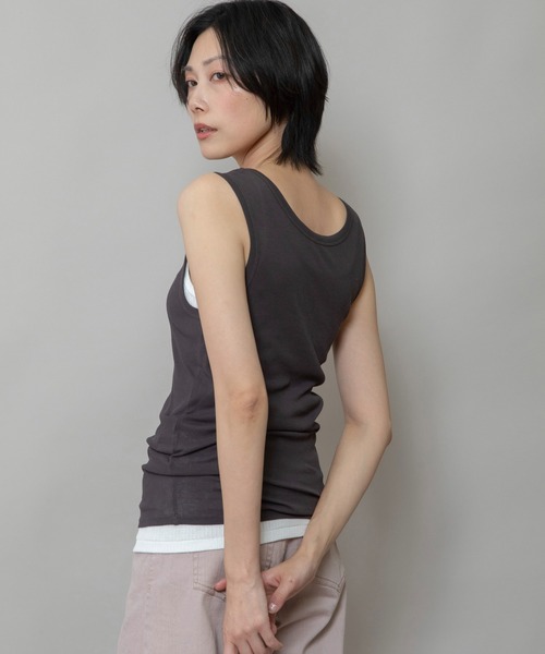 Munich（ミューニック）の「シアーリブツインセットタンクトップ（タンクトップ・レディース・ホワイト/ダークグレー/オレンジ・FREE）」の16枚目の写真