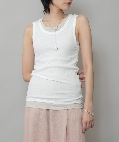 Munich（ミューニック）の「シアーリブツインセットタンクトップ（タンクトップ・レディース・ホワイト/ダークグレー/オレンジ・FREE）」の9枚目の写真