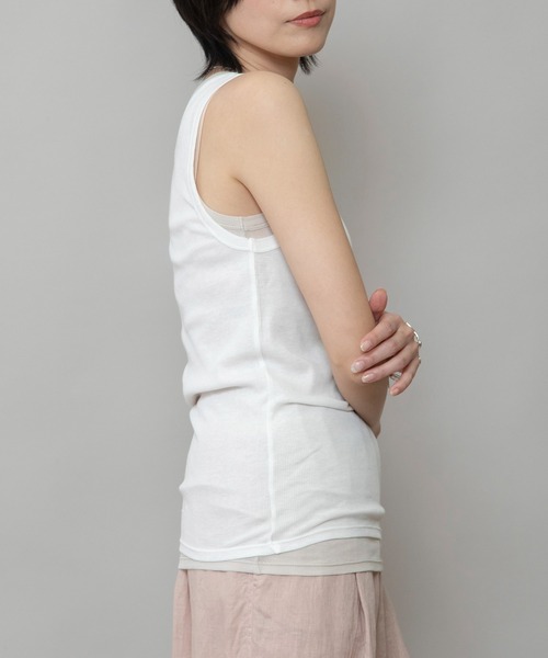 Munich（ミューニック）の「シアーリブツインセットタンクトップ（タンクトップ・レディース・ホワイト/ダークグレー/オレンジ・FREE）」の8枚目の写真