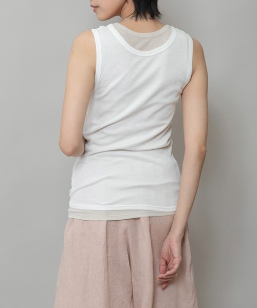 Munich（ミューニック）の「シアーリブツインセットタンクトップ（タンクトップ・レディース・ホワイト/ダークグレー/オレンジ・FREE）」の7枚目の写真