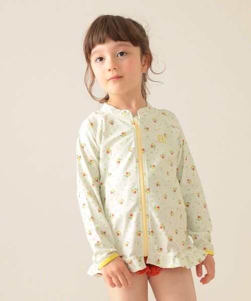 BEAMS mini（ビームスミニ）の「UV ジップ ラッシュガード 2025SS（100～130cm）（ラッシュガード・キッズ・オレンジ/ミント・S(100～110)/M(110～120)/L(120～130)）」の2枚目の写真