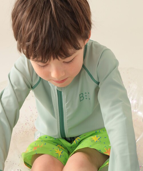 BEAMS mini（ビームスミニ）の「UV ジップ ラッシュガード 2025SS（100～130cm）（ラッシュガード・キッズ・オレンジ/ミント・S(100～110)/M(110～120)/L(120～130)）」の3枚目の写真