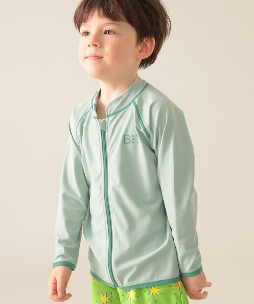 BEAMS mini（ビームスミニ）の「UV ジップ ラッシュガード 2025SS（100～130cm）（ラッシュガード・キッズ・オレンジ/ミント・S(100～110)/M(110～120)/L(120～130)）」の4枚目の写真
