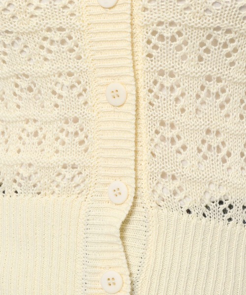 3.3 Field Trip （3.3フィールドトリップ）の「3.3 Field Trip／ミディ丈メッシュニットカーディガン（カーディガン/ボレロ・レディース・グレー/ピンク/イエロー・FREE）」の6枚目の写真