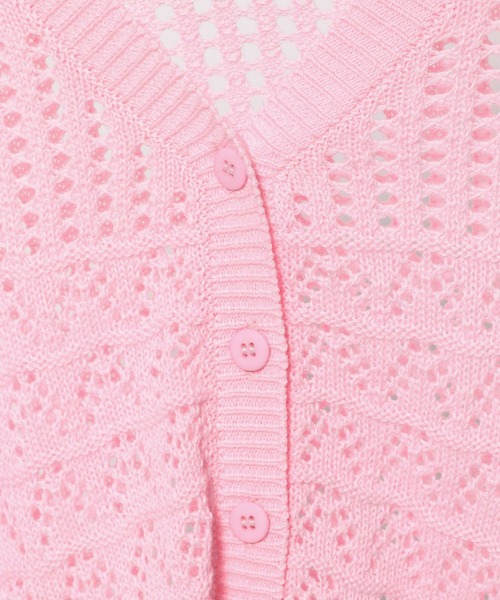 3.3 Field Trip （3.3フィールドトリップ）の「3.3 Field Trip／ミディ丈メッシュニットカーディガン（カーディガン/ボレロ・レディース・グレー/ピンク/イエロー・FREE）」の7枚目の写真