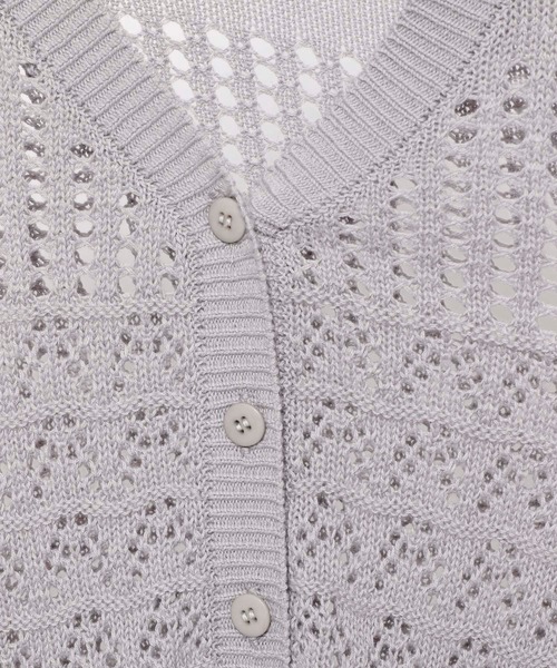 3.3 Field Trip （3.3フィールドトリップ）の「3.3 Field Trip／ミディ丈メッシュニットカーディガン（カーディガン/ボレロ・レディース・グレー/ピンク/イエロー・FREE）」の8枚目の写真