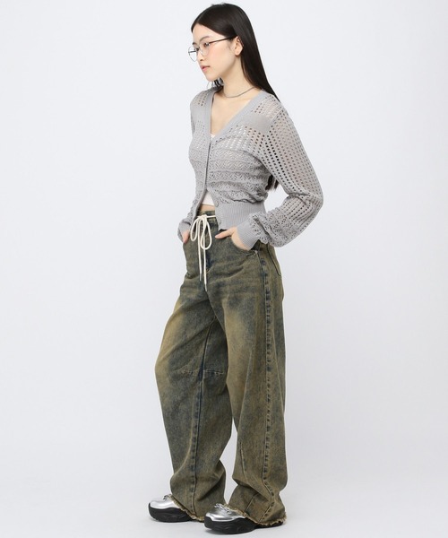 3.3 Field Trip （3.3フィールドトリップ）の「3.3 Field Trip／ミディ丈メッシュニットカーディガン（カーディガン/ボレロ・レディース・グレー/ピンク/イエロー・FREE）」の21枚目の写真