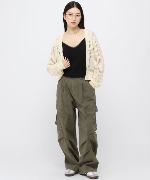 3.3 Field Trip （3.3フィールドトリップ）の「3.3 Field Trip／ミディ丈メッシュニットカーディガン（カーディガン/ボレロ・レディース・グレー/ピンク/イエロー・FREE）」の15枚目の写真