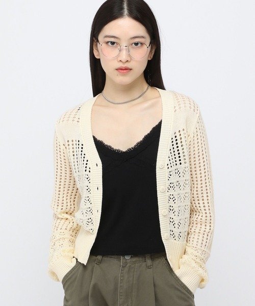 3.3 Field Trip （3.3フィールドトリップ）の「3.3 Field Trip／ミディ丈メッシュニットカーディガン（カーディガン/ボレロ・レディース・グレー/ピンク/イエロー・FREE）」の18枚目の写真