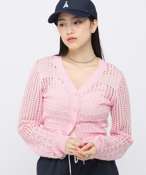 3.3 Field Trip （3.3フィールドトリップ）の「3.3 Field Trip／ミディ丈メッシュニットカーディガン（カーディガン/ボレロ・レディース・グレー/ピンク/イエロー・FREE）」の13枚目の写真