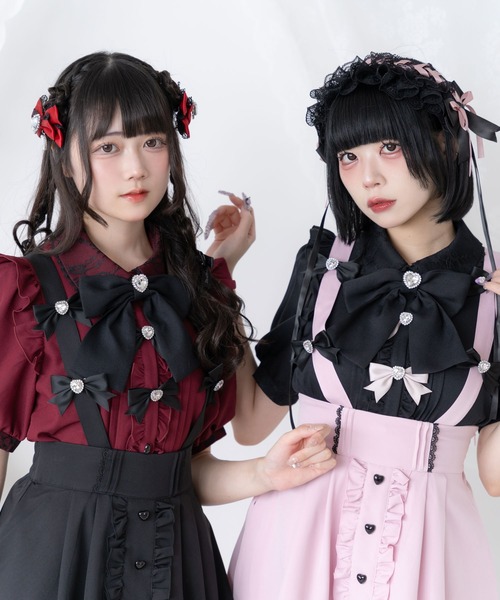 DearMyLove(ディアマイラブ)の「サス付きビジューハートリボンスカート(スカート・レディース・ブラック/ブルーグレー/ベビーピンク・3L/LL/LARGE/MEDIUM)」の19枚目の写真