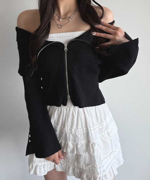apres jour mignon（アプレジュールミニョン）の「オフショルリブトップス【ZOZOTOWN限定アイテム 】（ニット/セーター・レディース・レッド/ブラック/ブルー・X-LARGE/フリー）」の12枚目の写真