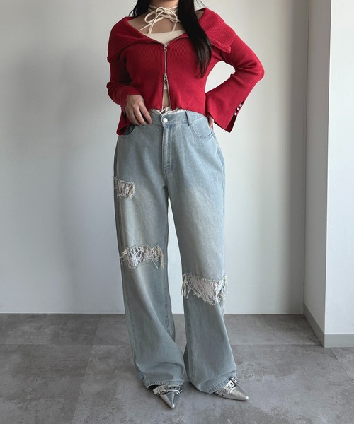 apres jour mignon（アプレジュールミニョン）の「オフショルリブトップス【ZOZOTOWN限定アイテム 】（ニット/セーター・レディース・レッド/ブラック/ブルー・X-LARGE/フリー）」の15枚目の写真
