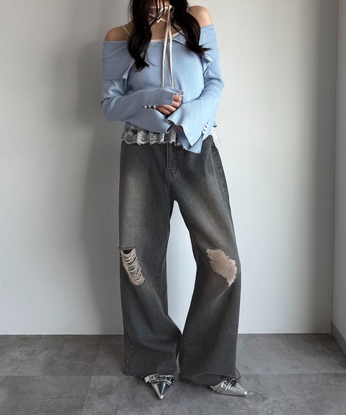 apres jour mignon（アプレジュールミニョン）の「オフショルリブトップス【ZOZOTOWN限定アイテム 】（ニット/セーター・レディース・レッド/ブラック/ブルー・X-LARGE/フリー）」の17枚目の写真
