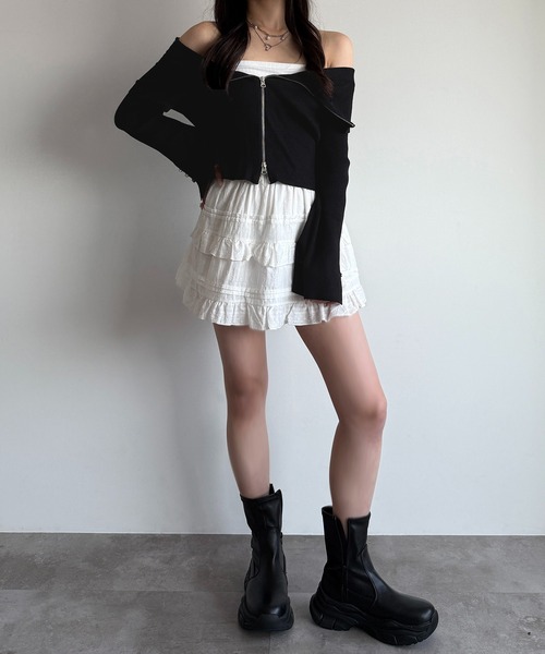 apres jour mignon（アプレジュールミニョン）の「オフショルリブトップス【ZOZOTOWN限定アイテム 】（ニット/セーター・レディース・レッド/ブラック/ブルー・X-LARGE/フリー）」の5枚目の写真