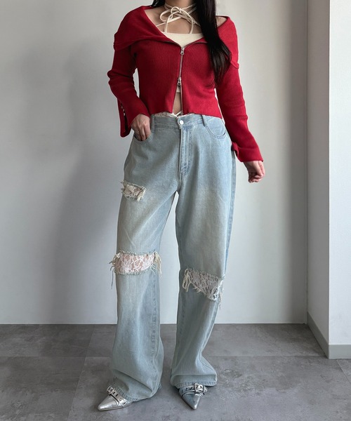 apres jour mignon（アプレジュールミニョン）の「オフショルリブトップス【ZOZOTOWN限定アイテム 】（ニット/セーター・レディース・レッド/ブラック/ブルー・X-LARGE/フリー）」の8枚目の写真