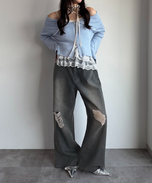 apres jour mignon（アプレジュールミニョン）の「オフショルリブトップス【ZOZOTOWN限定アイテム 】（ニット/セーター・レディース・レッド/ブラック/ブルー・X-LARGE/フリー）」の11枚目の写真