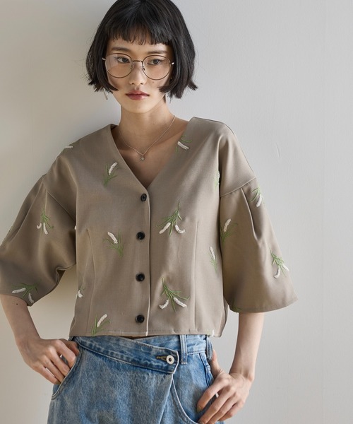 Mellow♪　ロージーモンスター　エンブロイダリーブラウスシャツ flower（フラワー）の「テンダーエンブロイダリーブラウス
