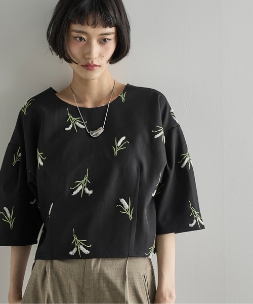 定価3.5万 Plantation ブラリーフラワーブラウス イエロー US ヴィンテージ ブラウス ショート丈 7分袖 プリーツ襟 サテン