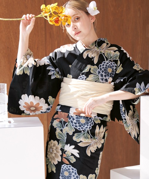 かんたん着付け】二部式セパレート浴衣 3点セット（ゆかた・しわへこ帯