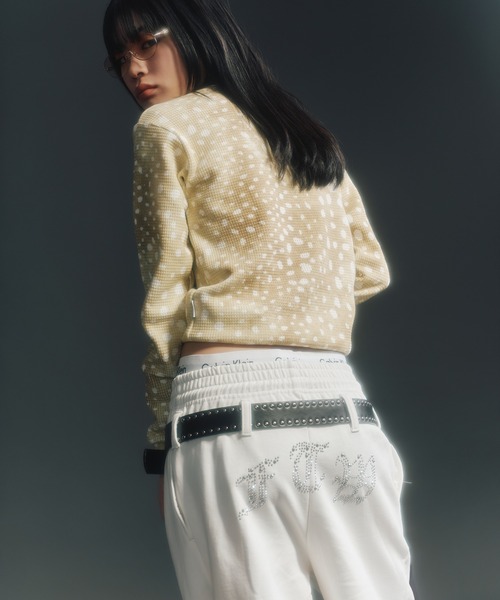 FTW(エフティダブリュー)の「RHINESTONE BELT LOOP SWEAT PANTS(スウェットパンツ・レディース・グレー/ブラック/ホワイト・SMALL/MEDIUM)」の2枚目の写真