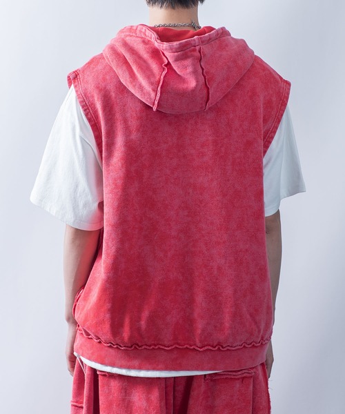 StartingOver ワンポイント刺繍 ノースリーブ パーカー セットアップ セール】one point sleeveless zip hoodie/ワンポイント刺繍