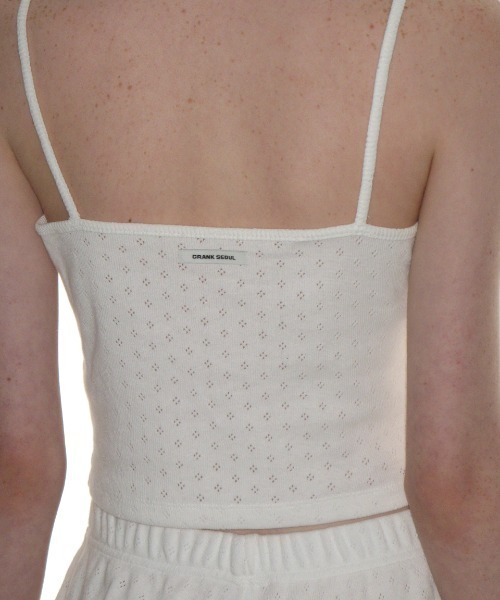 CRANK(クランク)の「A'GEM/9 × .kom 『CRANK/クランク』 LACE EYELET SLEEVELESS/レースアイレットスリーブレス(キャミソール・レディース・ホワイト/ブラック・FREE)」の5枚目の写真