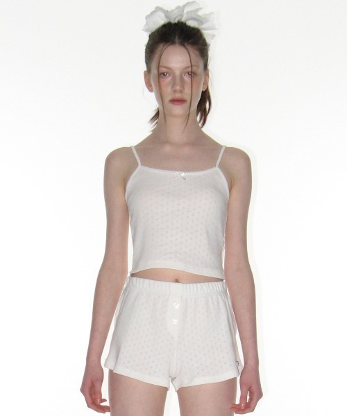 CRANK(クランク)の「A'GEM/9 × .kom 『CRANK/クランク』 LACE EYELET SLEEVELESS/レースアイレットスリーブレス(キャミソール・レディース・ホワイト/ブラック・FREE)」の3枚目の写真