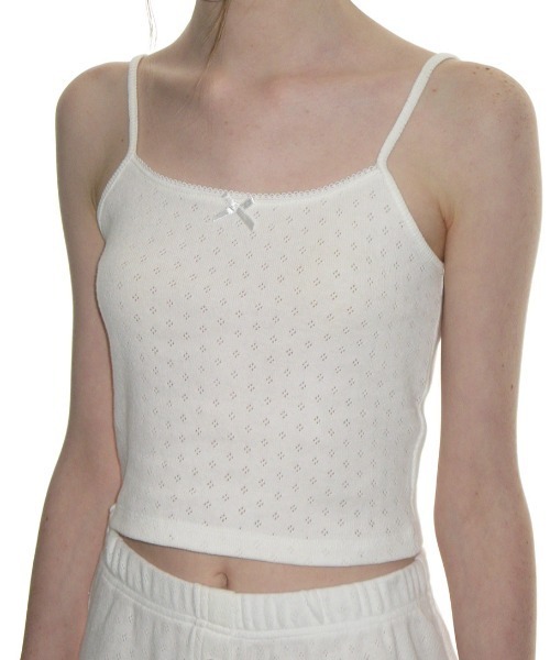 CRANK(クランク)の「A'GEM/9 × .kom 『CRANK/クランク』 LACE EYELET SLEEVELESS/レースアイレットスリーブレス(キャミソール・レディース・ホワイト/ブラック・FREE)」の7枚目の写真