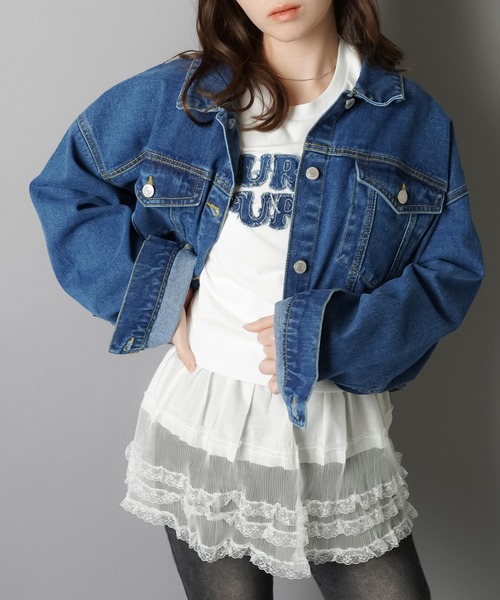 SPINNS(スピンズ)の「何にでも合う万能アイテム!ショート丈デニムジャケット(デニムジャケット・レディース・ブルー/ブラック/サックスブルー・ONESIZE)」の20枚目の写真