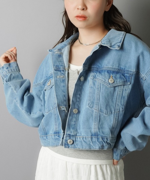 セール】何にでも合う万能アイテム！ショート丈デニムジャケット