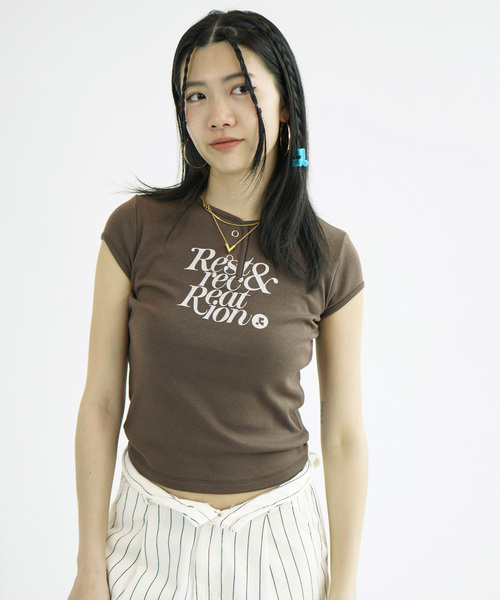 Rest&Recreation（レストアンドレクリエーション）の「【Rest&Recreation/レストアンドレクリエーション】 CAP SLEEVE Tシャツ（Tシャツ/カットソー・レディース・スカイブルー/ブラウン/グレー/ホワイト・FREE）」の6枚目の写真