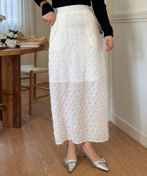 セール】フラワー ジャガード タイト ロングスカート（スカート