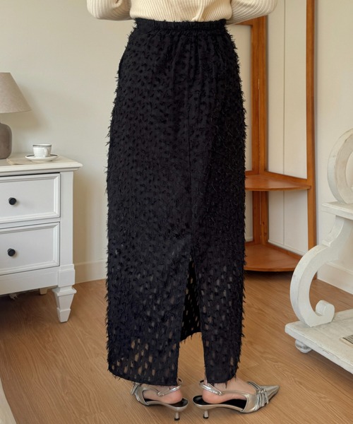 efill(エフィル)の「フラワー ジャガード タイト ロングスカート(スカート・レディース・ホワイト/アイボリー/ブラック・S/M)」の12枚目の写真