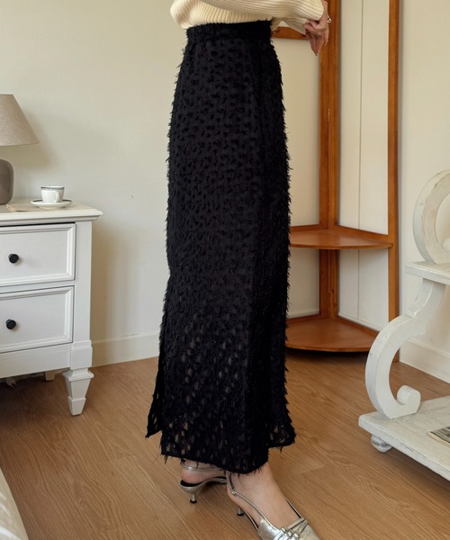 efill(エフィル)の「フラワー ジャガード タイト ロングスカート(スカート・レディース・ホワイト/アイボリー/ブラック・S/M)」の11枚目の写真