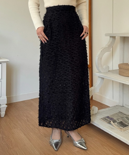 efill(エフィル)の「フラワー ジャガード タイト ロングスカート(スカート・レディース・ホワイト/アイボリー/ブラック・S/M)」の10枚目の写真