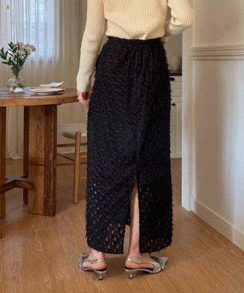 efill(エフィル)の「フラワー ジャガード タイト ロングスカート(スカート・レディース・ホワイト/アイボリー/ブラック・S/M)」の4枚目の写真