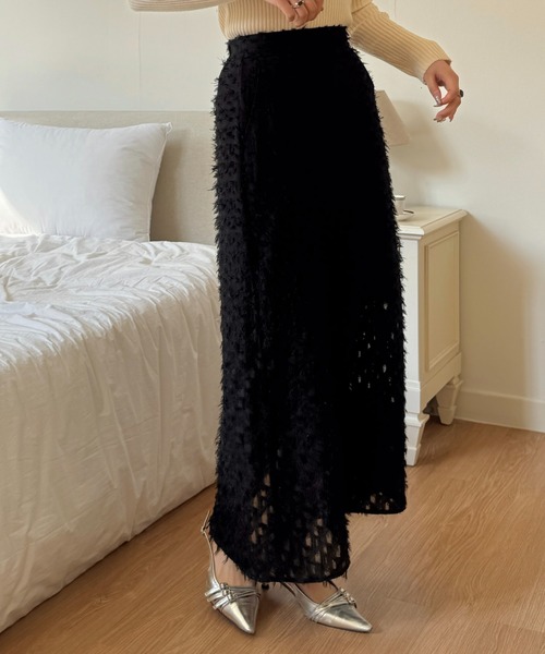 efill(エフィル)の「フラワー ジャガード タイト ロングスカート(スカート・レディース・ホワイト/アイボリー/ブラック・S/M)」の6枚目の写真