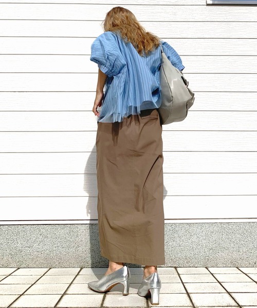 セール】ショートチュール重ね ストライプシャツ（シャツ