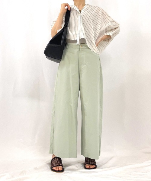 Q（キュー）の「ショートチュール重ね ストライプシャツ（シャツ/ブラウス・レディース・ホワイト/ライトブルー・MEDIUM）」の18枚目の写真