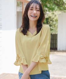 シャツ/ブラウス（イエロー/黄色系・リボン）ファッション通販
