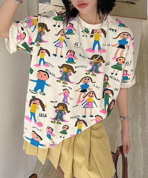 HOOK(フック)の「【HOOK】for girls カラフルポップアートTシャツ (SS)(Tシャツ/カットソー・レディース・ダークグレー/パープル/ベージュ/グリーン/ピンク/ライトグレー/ベージュ系その他/ベージュ系その他2/グレー/グレー系その他/スモークピンク/ブラック/ライトベージュ/ピンク系その他/グレー系その他2・FREE)」の8枚目の写真