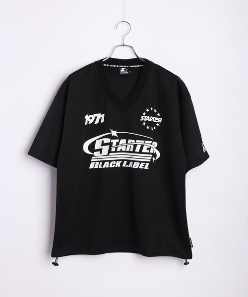 STARTER(スターター)の「STARTER BLACK LABEL メッシュ ビッグロゴ Vネック 半袖T 裾ドローコード(Tシャツ/カットソー・メンズ・ブラック/ホワイト/グレー・M/L)」の7枚目の写真