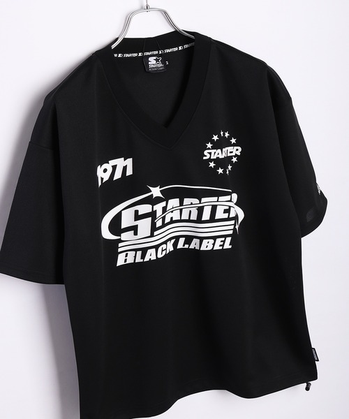 STARTER(スターター)の「STARTER BLACK LABEL メッシュ ビッグロゴ Vネック 半袖T 裾ドローコード(Tシャツ/カットソー・メンズ・ブラック/ホワイト/グレー・M/L)」の10枚目の写真