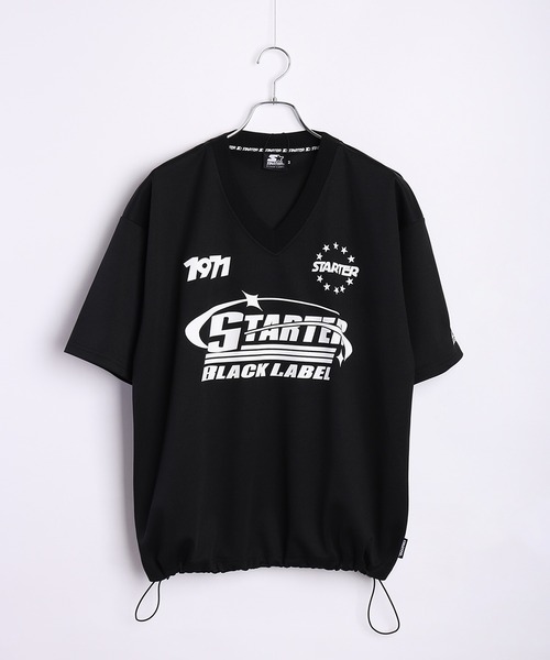 STARTER(スターター)の「STARTER BLACK LABEL メッシュ ビッグロゴ Vネック 半袖T 裾ドローコード(Tシャツ/カットソー・メンズ・ブラック/ホワイト/グレー・M/L)」の8枚目の写真
