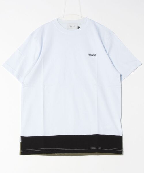 Import & Select(インポートアンドセレクト)の「【SHOE】 裾配色切り替えTEE ショートスリーブTシャツ 半袖Tシャツ(Tシャツ/カットソー・メンズ・ホワイト/ブラック・2/3)」の1枚目の写真