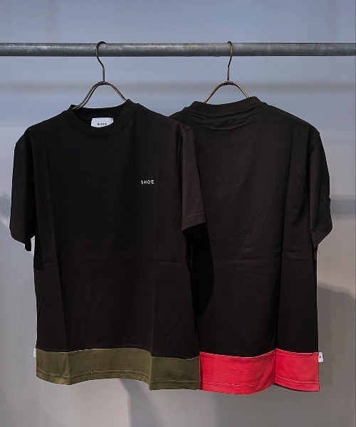 Import & Select(インポートアンドセレクト)の「【SHOE】 裾配色切り替えTEE ショートスリーブTシャツ 半袖Tシャツ(Tシャツ/カットソー・メンズ・ホワイト/ブラック・2/3)」の2枚目の写真